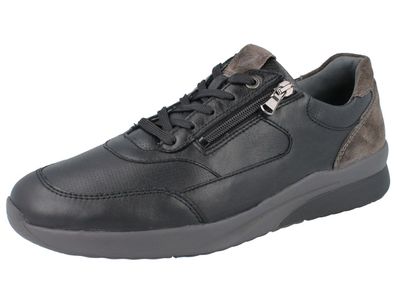 Waldläufer K-Fabian Herren Halbschuhe Sneaker Schnürschuhe schwarz carbon Leder