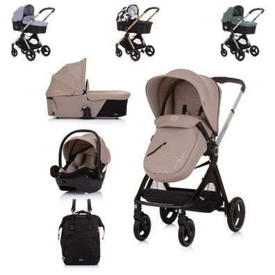 Chipolino Kinderwagen Elite 3 in 1 i-Size Babyschale Sportsitz Babywanne Tasche