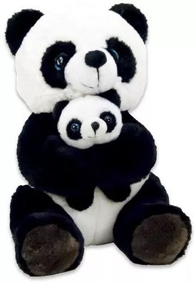 Plüsch Panda mit Baby 25 cm sitzend Plüschtier Pandabär NEU