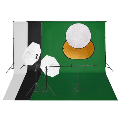 vidaXL Fotostudio-Set mit Leuchten, Hintergrund und Reflektor