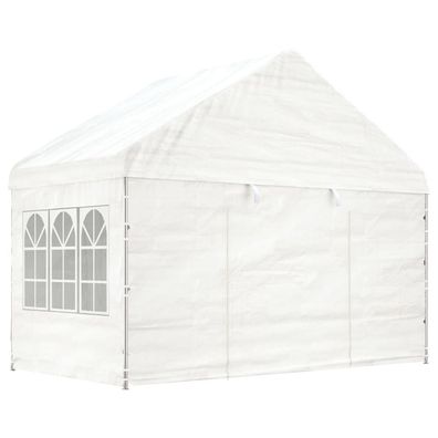 vidaXL Pavillon mit Dach Weiß 4,08x2,23x3,22 m Polyethylen