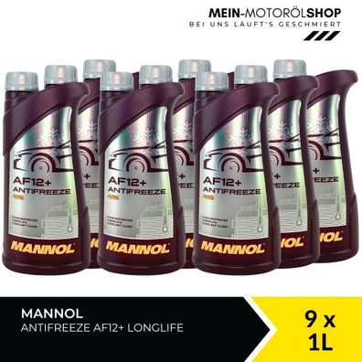 Mannol Antifreeze AF12+ Longlife Frostschutz Konzentrat 9x1 Liter