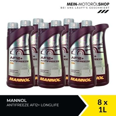 Mannol Antifreeze AF12+ Longlife Frostschutz Konzentrat 8x1 Liter