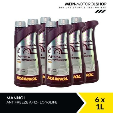 Mannol Antifreeze AF12+ Longlife Frostschutz Konzentrat 6x1 Liter