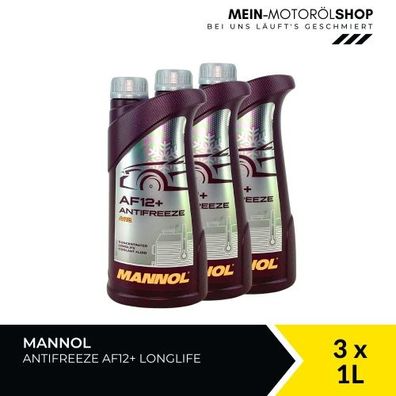 Mannol Antifreeze AF12+ Longlife Frostschutz Konzentrat 3x1 Liter