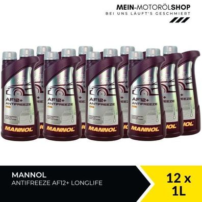 Mannol Antifreeze AF12+ Longlife Frostschutz Konzentrat 12x1 Liter