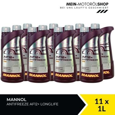 Mannol Antifreeze AF12+ Longlife Frostschutz Konzentrat 11x1 Liter