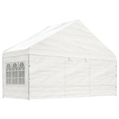 vidaXL Pavillon mit Dach Weiß 5,88x2,23x3,75 m Polyethylen