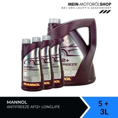 Mannol Antifreeze AF12+ Longlife Frostschutz Konzentrat 5 + 3 Liter