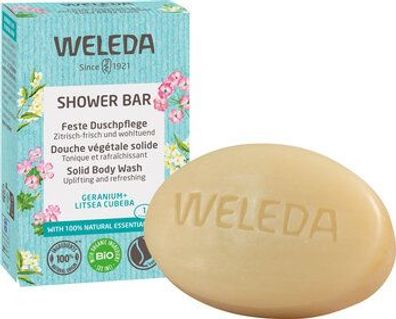 Weleda 6x WELEDA Feste Duschpflege Geranium + Litsea Cubeba 75g