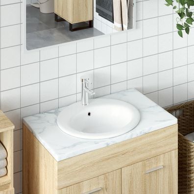 vidaXL Waschbecken Weiß 52x46x20 cm Oval Keramik