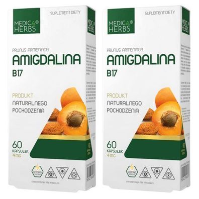 Amigdalin B17 Bittere Aprikosenkerne Extract 4mg Medica Herbs 120 Kapseln
