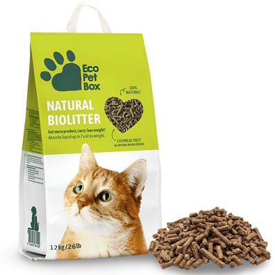 12kg Bio Katzenstreu Pellets aus Heu Einstreu Öko Streu saugstark 100% natürlich