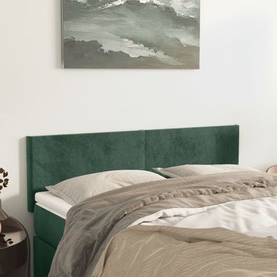 vidaXL Kopfteile 2 Stk. Dunkelgrün 72x5x78/88 cm Samt