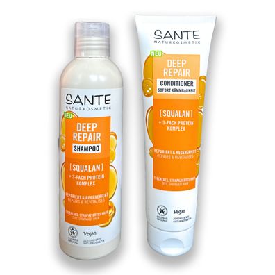 SANTE Naturkosmetik Deep Repair Shampoo 250ml + Conditioner 150ml Squalan 25€/L