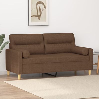 vidaXL 2-Sitzer-Sofa mit Zierkissen Braun 140 cm Stoff