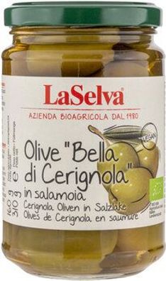 LaSelva 6x Olive "Bella di Cerignola" - Cerignola Oliven mit Stein in Salzlake 310g