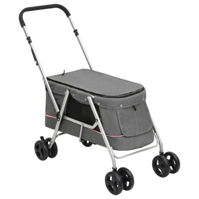 vidaXL Hundewagen Faltbar Grau 100x49x96 cm Leinenstoff