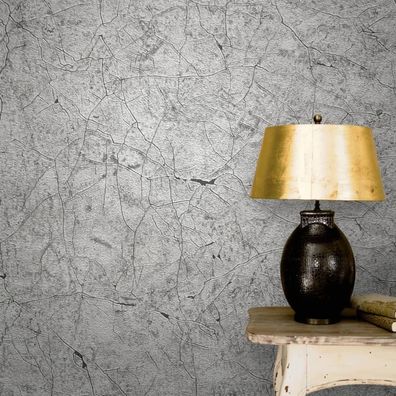 Noordwand Tapete Vintage Deluxe Stucco Crackle Metallic-Grau