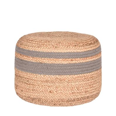 LABEL51 Pouf Geflochtene Jute Grau und Natur