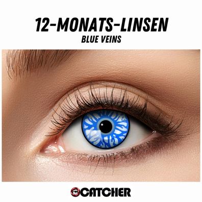 12 Monatslinsen Blue Veins Blau Weiß Motivlinse