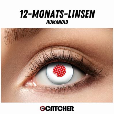 12 Monatslinsen Humanoid Weiß Rot Motivlinse