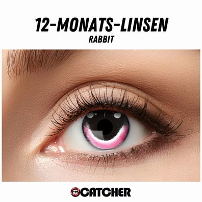 12 Monatslinsen Rabbit Rosa Schwarz Motivlinse