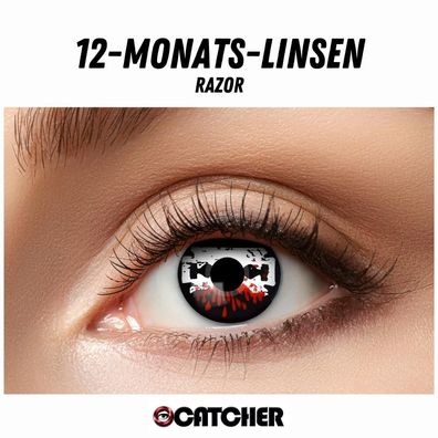 12 Monatslinsen Razor Schwarz Weiß Motivlinse