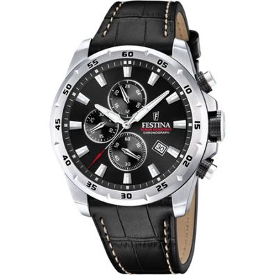 Festina HERREN UHR F20692/4 Edelstahl Leder Chronograph