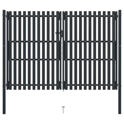 vidaXL Doppelflügel Zauntor Stahl 306x250 cm Anthrazit