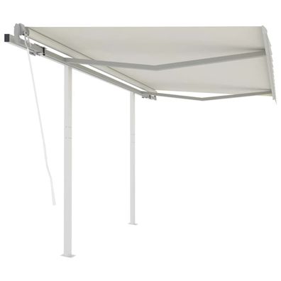 vidaXL Markise Automatisch Einziehbar mit Pfosten 3,5x2,5 m Creme