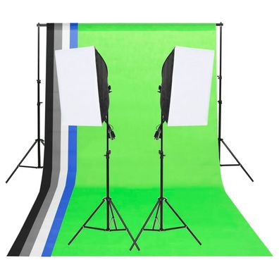 vidaXL Fotostudio-Beleuchtung-Set mit Hintergründen und Softboxen