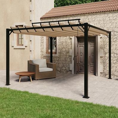 vidaXL Pergola mit Lamellendach 3x3 m Taupe Stoff und Aluminium