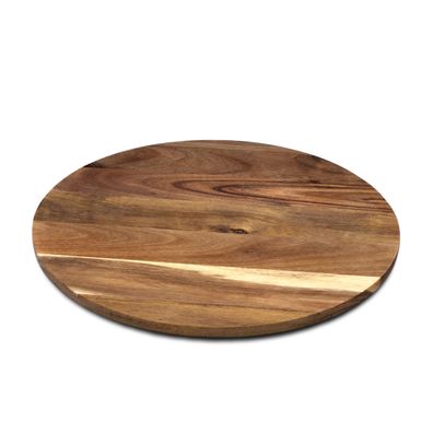 Akazie Dreh Teller rund natur - 35 cm - Holz Käse Wurst Kuchen Servier Platte Gewürz