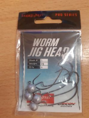 NEU 4x Lucky John Worm JIG HEAD Haken für Gummiköder Angelhaken Hook 1 2g NEW