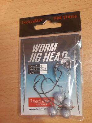 NEU 4x Lucky John Worm JIG HEAD Haken für Gummiköder Angelhaken Hook 2 3.5g NEW