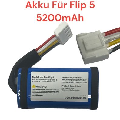 HX Akku für JBL Flip 5 Lautsprecher 5200mAh Musikbox 1INR19/66-2