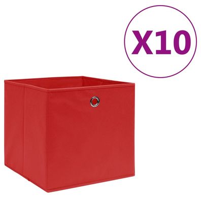 vidaXL Aufbewahrungsboxen 10 Stk. Vliesstoff 28x28x28 cm Rot