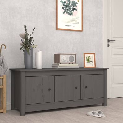 vidaXL Schuhschrank Grau 110x38x45,5 cm Massivholz Kiefer
