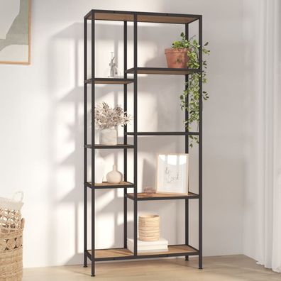 vidaXL Bücherregal 80x30x180 cm Stahl und Holzwerkstoff