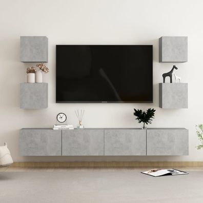 vidaXL 6-tlg. TV-Schrank-Set Betongrau Holzwerkstoff