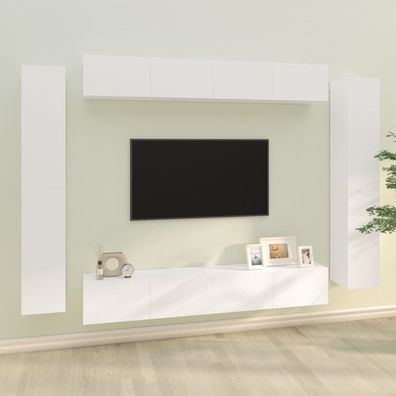 vidaXL 8-tlg. TV-Schrank-Set Weiß Holzwerkstoff