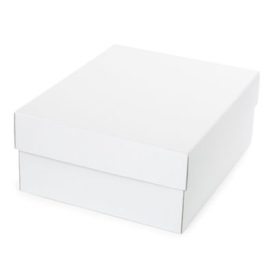 Geschenkkarton Box mit Stülpdeckel weiss 150x150x70 MM Innenmaß, offene Welle, Neu