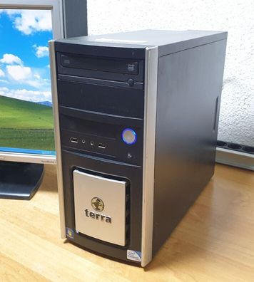 Terra Windows XP Gamer PC DVD LPT Com Intel Pentium 320GB 4GB RAM AMD 4600 512MB