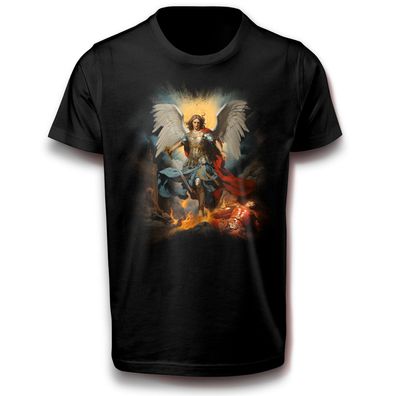 Erzengel mit Engel Flügel Mystisches Kampf Religion Krieger Kämpfer T-Shirt Baumwolle