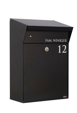 Allux Bjørn Villa Briefkasten, Postkasten, Briefbox mit Rukoschloss in schwarz