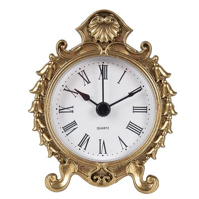 Clayre & Eef Tischuhr 10 cm Goldfarbig Metall (Gr. 8x4x10 cm / 1xAAA)