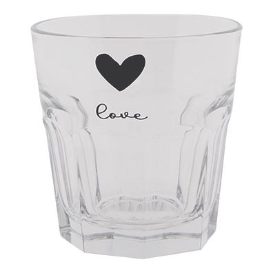 Clayre & Eef Wasserglas 180 ml Glas Herz Love (Gr. Ø 8x8 cm / 180 ml)