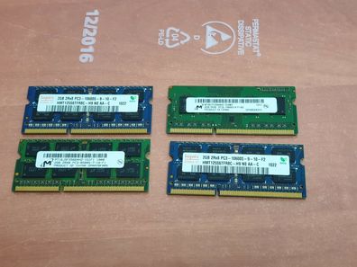 2x2GB = 4GB DDR3 RAM Laptop Notebook Arbeitsspeicher 10600S 1333MHz SO-DIMM MIX