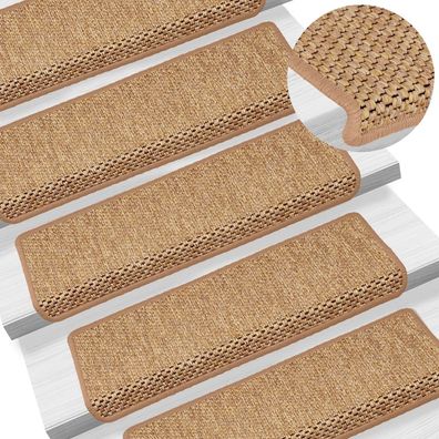 vidaXL Treppenmatten Selbstklebend Sisal-Optik 15Stk. 65x21x4cm Orange